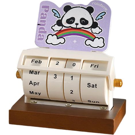 Drehbarer Tischkalender aus Holz  Kreativer Kalender in Form eines Wasserschweins für Monate und Daten
