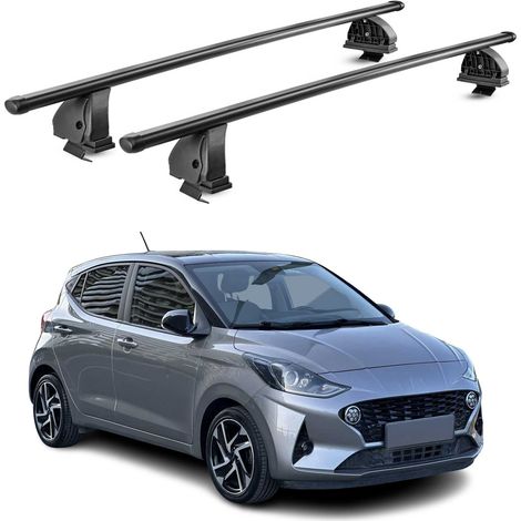 OMAC Stahl Dachträger Querträger Hyundai i10 III Schrägheck 2020-2026 – TÜV / DIN 75302:2019 – Abschließbar – Max. 75 kg – 2 Stangen – Schwarz (1/5)