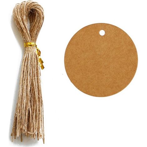 100PCS Kraft Labels, Gift Tags, Round 4x4cm Kraft Labels, Blank Labels for Wedding, Birthday, Christmas (Brown) (1/5)