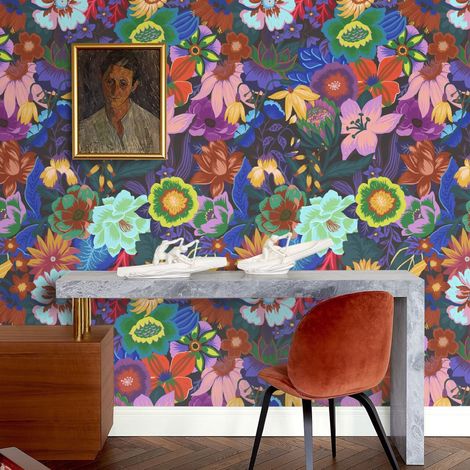 Carta da Parati Fantasia Floreale in Fogli di Carta, 250x200cm (1/5)