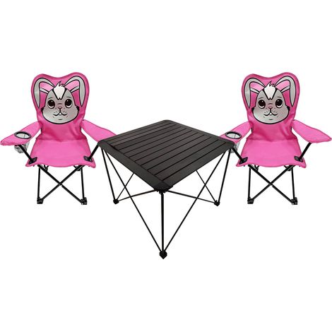 3er Kinder Campingmöbel Set -MCM3000+2xMCM1000-Pink-Hase