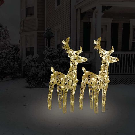 Rennes de Noël 2 pcs 80 LED-Décoration de Fête pour Noël Blanc chaud Acrylique 867732 (1/5)