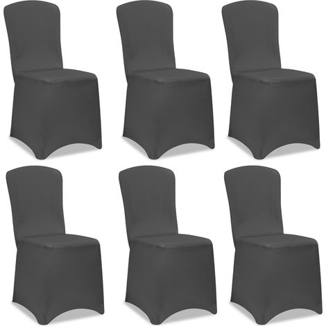 DETEX® Stuhlhussen 6er Set Stretch ÖKO-TEX® Zertifiziert Stuhlbezüge Hussen Stühle Bezug Überwurf Hochzeit Weihnachten anthrazit (1/5)