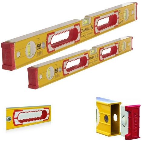 Stabila Double Plumb Vial Ribbed Spirit Level 60cm & 120cm Type 196-2 Twin Pack