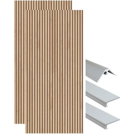 ONDEE - Kit instalación paneles murales esquina BELLA listones madera 120cm perfil cromado