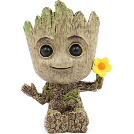 Pot de fleurs décoratif Bébé Groot avec trou de drainage, cache-pot original pour plantes d’intérieur