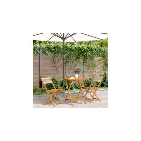 Ensemble de bistro 3 pcs beige polypropylène et bois massif (1/5)
