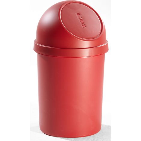 helit, Poubelle à poussoir, en polypropylène, rouge, capacité (1/5)