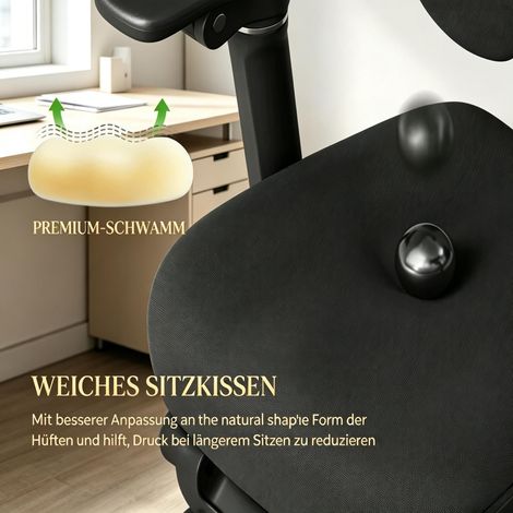 Sedia direzionale premium con poggiagambe integrato, sedia da ufficio ergonomica, sedia per computer regolabile in altezza, sedia girevole con poggiatesta 3D e supporto lombare 3D (solo con 1 sedia da (1/5)