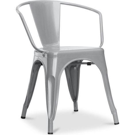 Sedia da pranzo con braccioli - Design industriale - Acciaio - Nuova edizione - Stylix Grigio chiaro