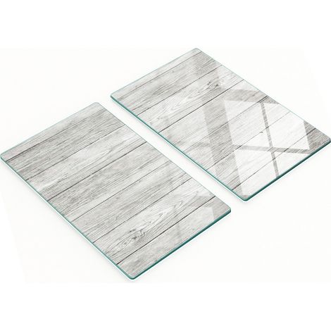 Juego de tablas de cocina de vidrio templado con diseño de madera, 2 x 30 x 52 cm. (1/5)