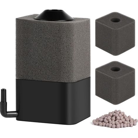 10x6x6cm Filtre Éponge d'Aquarium avec 2 Éponges de Remplacement et Billes Céramique, pour Aquariums de Moins de 15-150L, pour Enrichissement en Oxygène Filtration Culture Bactérienne (1/5)