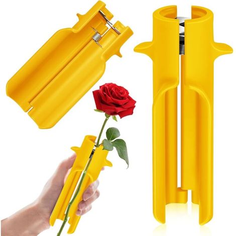 Outil pour enlever les épines de rose, nettoyeur de fleurs, coupe-épines, outil pour enlever les feuilles, jaune, compositions florales, sans effort, nouvelles améliorations, fleuriste professionnel (1/4)