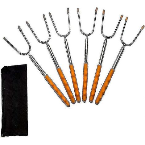 Lot de 6 fourchettes télescopiques à griller en acier inoxydable (1/5)