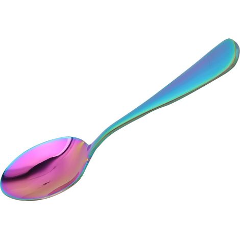 Cuillère à thé en acier inoxydable, ustensile de cuisine durable, idéale pour la maison, le restaurant et les fêtes. Colorée. (1/5)