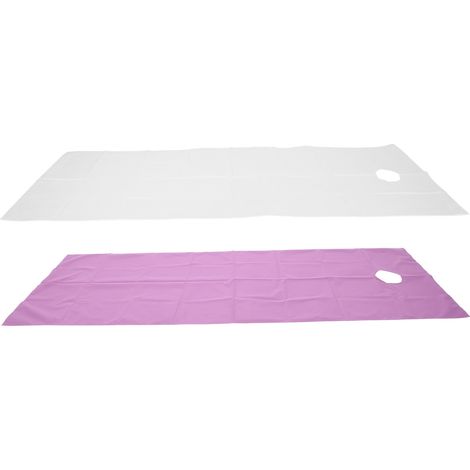 Lot de 2 draps jetables en polyester respirant et imperméable, parfaits pour les massages en salon de beauté (blanc et violet). (1/5)