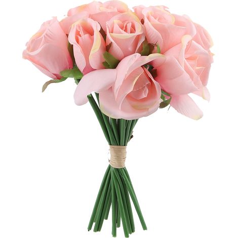 Bouquet De Mariée Faux Roses Artificielles Pour Cérémonie Et Décoration Maison Rose (1/5)
