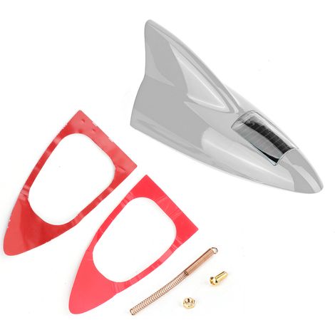 12LED Feux Clignotants Solaires Voiture Aileron Requin Lumière Avertissement Accessoire Auto Argent (1/5)