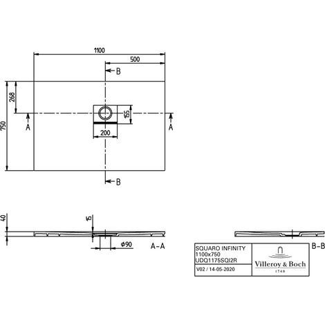 Villeroy & Boch UDQ1175SQI2RVAL DW Squaro Infinity 1100x700x40mm