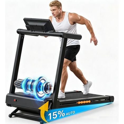 Klappbares Laufband - Gehband - 3 APP - Neigung 15% - Geschwindigkeit 0-14 km/h - 3.0 PS - Mit Herzfrequenz - 12 Programme - Fitness (1/5)