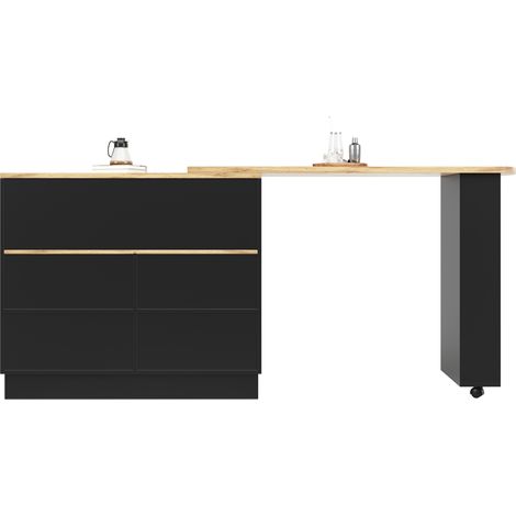 Buffet de salle à manger rotatif à 360° en MDF avec portes coulissantes en verre, 90 x 45 x 100 cm, blanc et plateau bois (1/5)