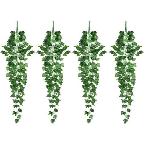 4 PcsPlante de Suspension Artificielle, 79 cm de Fausses de Feuilles Vertes de Vigne en Pot avec jardinière, décoration de Plante de Simulation extérieure intérieure (1/5)