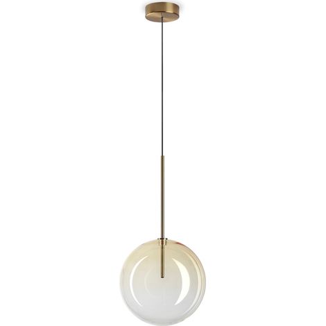 Ideal Lux EQUINOXE Plafonnier suspendu en forme de globe de 25 cm avec abat-jour en ambre