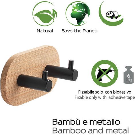 GEDY 11274100100 JUNCOS Percha Doble Natural-Negro Mate - ref: 11274100100 (1/2)