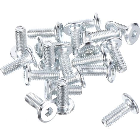 M6 x 15Mm Vis À Tête Plate À Six Pans Creux 20Pcs Argent (1/5)