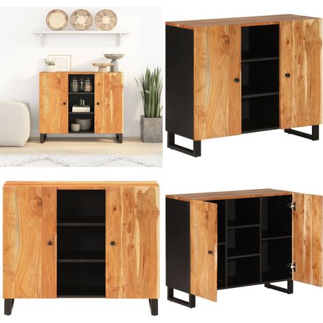 Buffet avec 2 portes 90x33x75 cm bois massif d'acacia - Rangement - Meuble chambre (1/5)