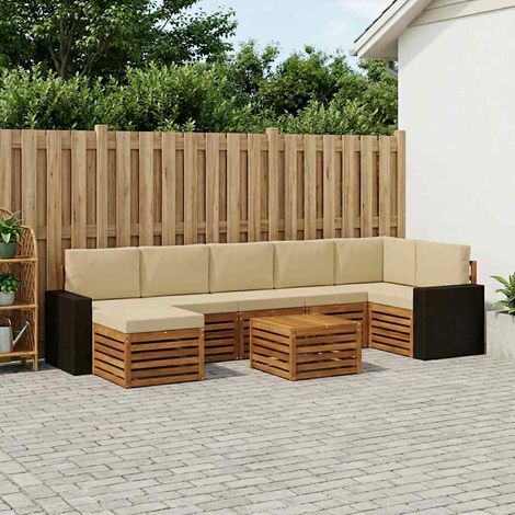 vidaXL Outdoor-Sofagarnitur mit Kissen 8 pcs Natur und Beige (1/5)