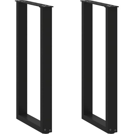 Set di 2 gambe per tavolo consolle a forma di U 38 x 73 cm con piedini regolabili design moderno acciaio nero 020057412