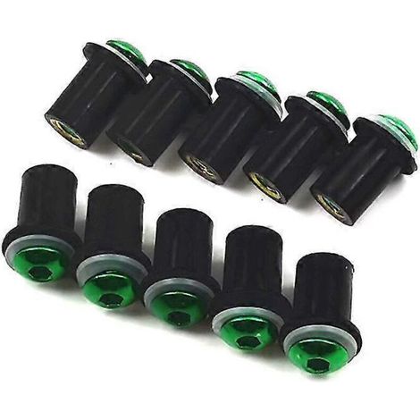 Lot de 10 vis de pare-brise M5 (5 mm) avec rondelles et écrous pour Yamaha YZF R1 R6 R7 600R 750R 1000R FZ1 FZ6 FZ6R FJR1300 (vert) (1/5)