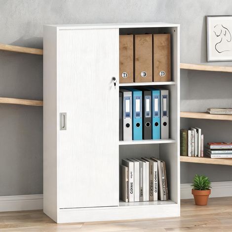 Meuble de rangement de bureau blanc 80 x 40 x 120 cm (1/5)