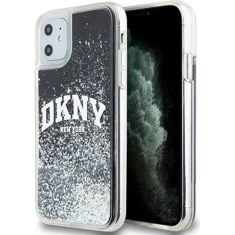 iPhone 11 Hülle dkny Flüssigglitzer Großes Logo Schwarz (1/5)
