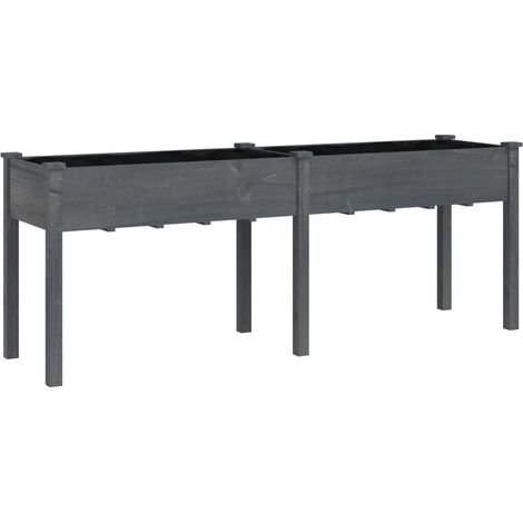 Jardinière，Bac à fleurs，Pot de fleurs avec doublure gris 203x53x76 cm bois massif de sapin CFW27135 (1/5)