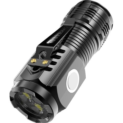 Lampe torche LED rechargeable, lampe de poche magnétique, lampe de poche LED rechargeable ultra lumineuse avec aimant puissant (B)