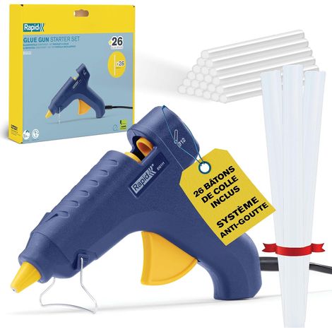 Pistolet à colle chaude EG111 + 26 bâtons de colle, pistolet à colle 12mm, réparations DIY et usage domestique, conception légère, support stable et buse en silicone - FSC (5001710) (1/5)
