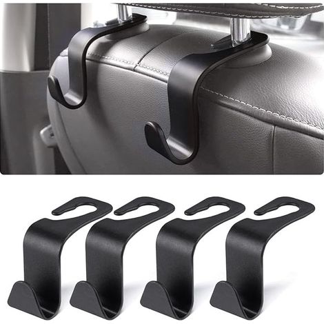 Sollbry Auto-Aufbewahrungshaken, 4er-Set Kopfstützenhaken aus Kunststoff, Autositz-Hakenzubehör für Kopfstützen, Handtaschen, Geldbörsen, Jacken, Einkaufstaschen, Wasserflaschen (1/5)