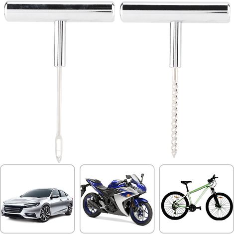 Kit de Réparation Pneu 2 Pièces Outillage Crevaison Auto Moto, Outil de Réparation de Pneus pour Voiture et Motocyclette (1/5)