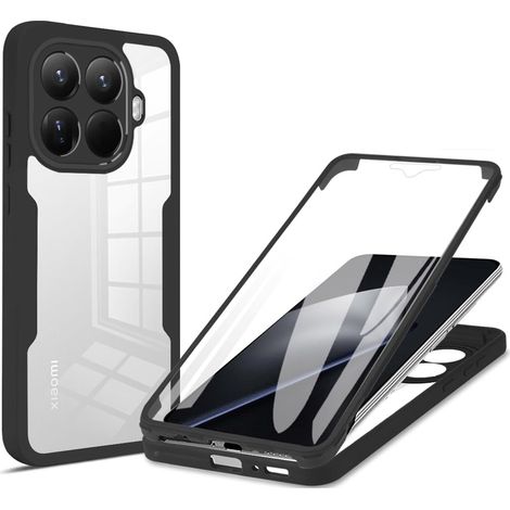Coque pour Xiaomi 15T Pro 5G, Protection D'écran Intégrée Housse Antichoc Militaire Double Face, Case Bumper Anti-Rayures en Silicone Transparent à 360°. Noir (1/5)