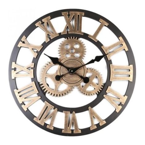 Silencieux 3D Style européen rétro créatif Horloge Murale Industrielle engrenage Art personnalité Salon décoration Horloge 30cm (1/5)