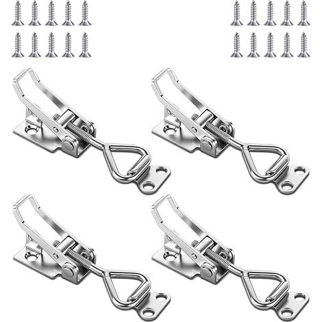 Galvanized Iron Toggle Latch Lever Lock with Keyhole 100kg/220lbs for Cabinet Door, Exterior Door and Trailer Silver (1/5)