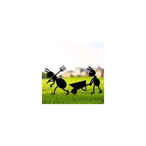 Lot de 2 piquets Fourmi de Jardin décoratifs en métal pour Cour, Jardin, pelouse, décorations extérieures.