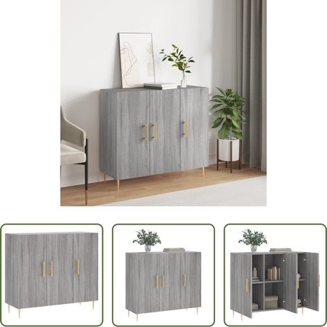 Holzwerkstoff - Sideboard Grau Sonoma 90x34x80 cm Holzwerkstoff (1/5)