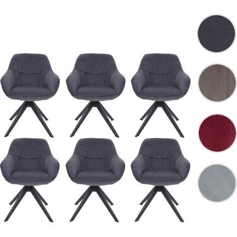 Mendler – Lot de 6 chaises de salle à manger pivotantes – Rembourrage 8 cm – Accoudoirs – Métal et tissu – Design moderne – Capacité 120 kg (1/5)