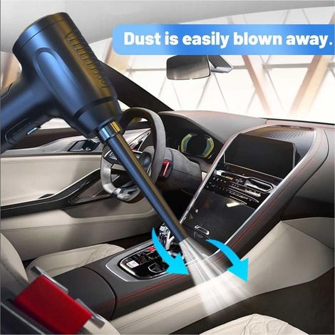 Blower of air compressed, vacuum without wire for computer, blower electric (alternative to the bombes of air dry), duster reusable (Black) (1/4)