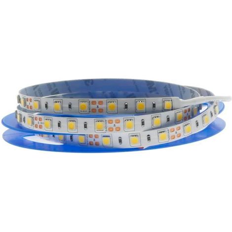 Tira Led Adhesiva 5 metros SMD5050 IP65 12V 72W Blanco Cálido 2700K - 3000K