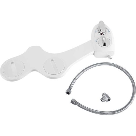 Bidet WC - 2 boutons - Robinetterie de bidet - 2 buses - Bidets d'eau froide pour nettoyage intime - Avec tuyau en acier inoxydable - 3/8" (1/5)