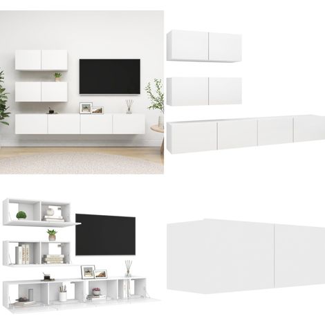 Set Mobili Porta TV 4 pz Bianco in Legno Multistrato - Armadietto TV - Armadietto per TV